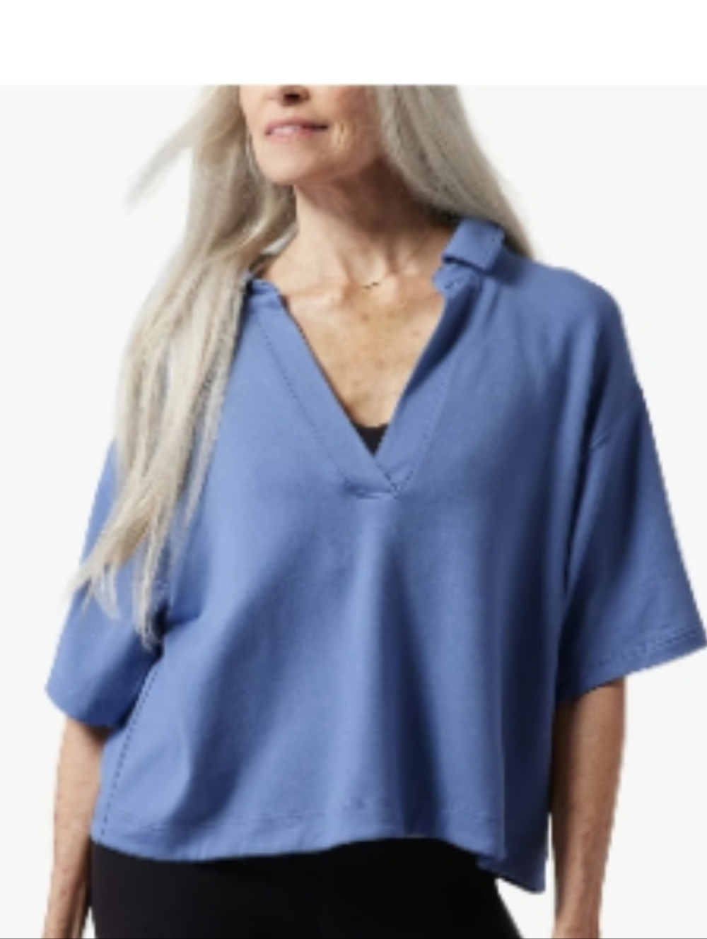 Athleta Westwood Sweatshirt Tee Polo Shirt Blue Womens Sz M - Picture 3 of 14